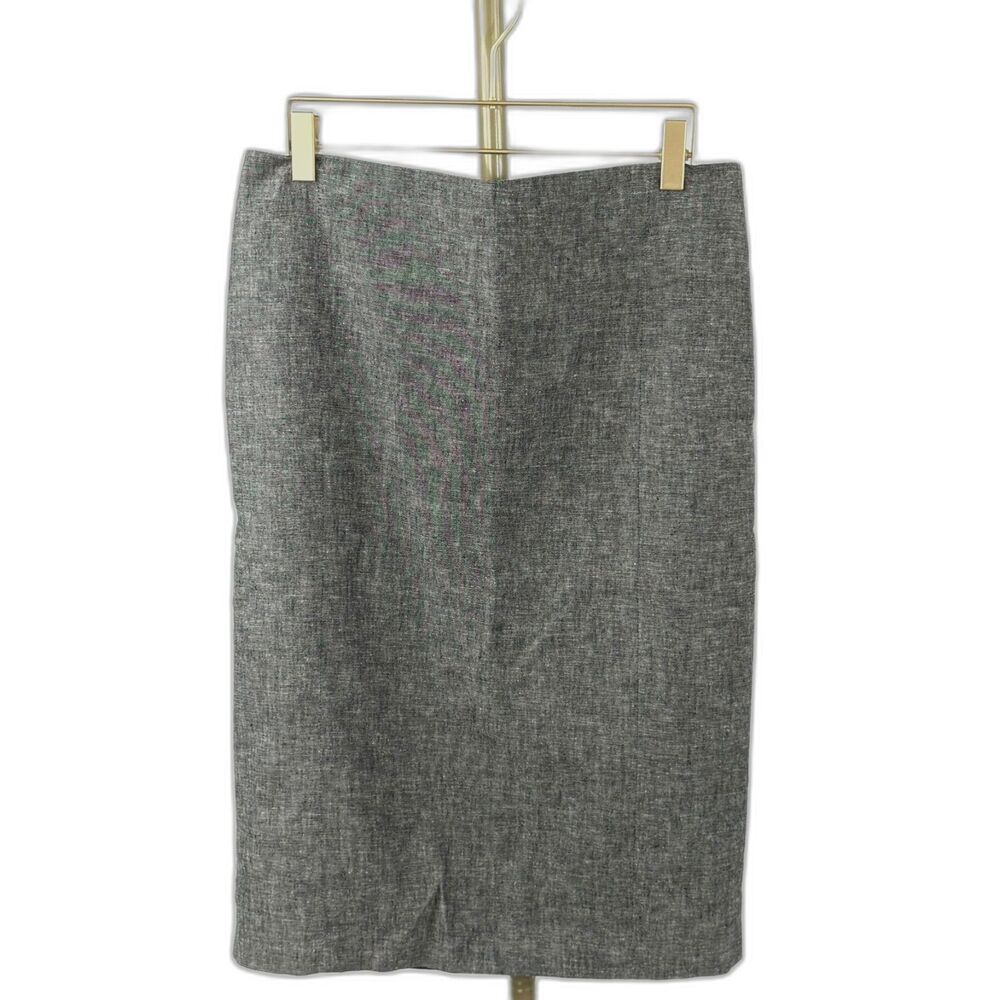 Dalia Collection Women's Gray Linen Blend Exposed Zipper Pencil Skirt Size 4